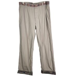 Vtg ROBERT GRAHAM Pants‎ Mens 35x30 Beige Cotton Pleated Chino Paisley Cuff